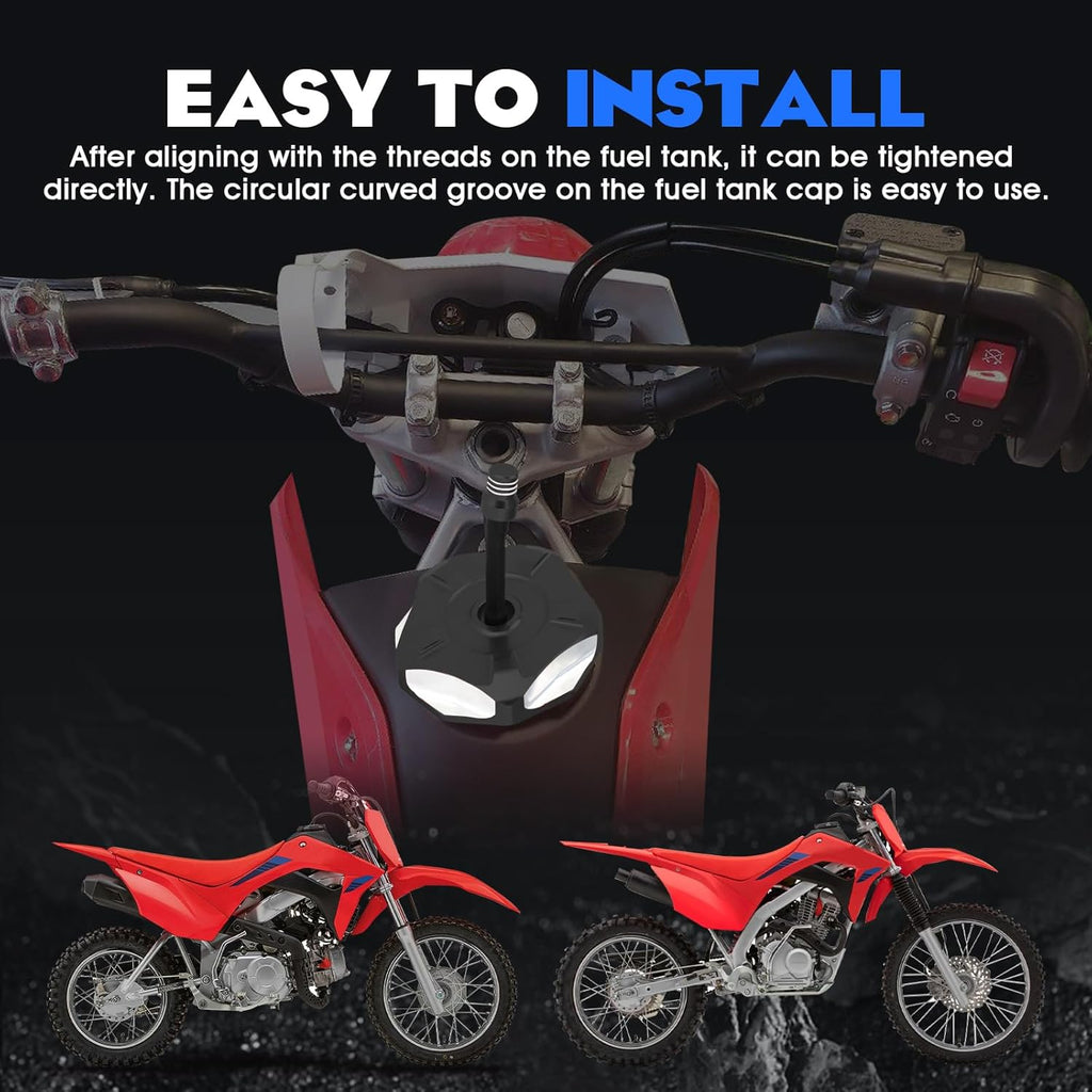 Dirt Bike Gas Fuel Tank Cap Cover with Vent Hose CNC for CRF 110 125F CRF110 CRF125F CRF125FB Big Wheel 2019-2024 Black