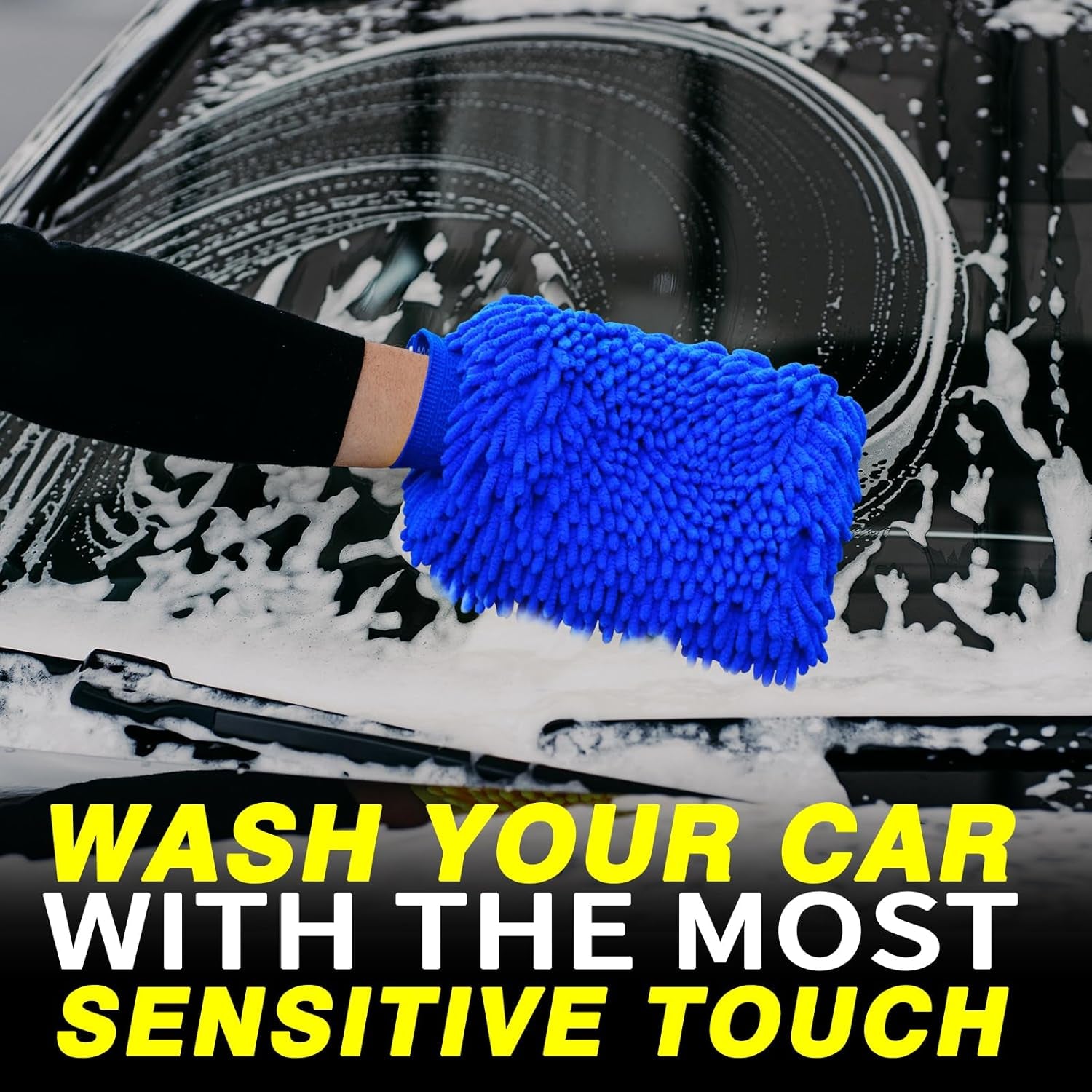 11" * 7.8" Waterproof Microfiber Washing Mitts, Scratch-Free, Dusting Mitts in Car Wash Kit. Blue *2