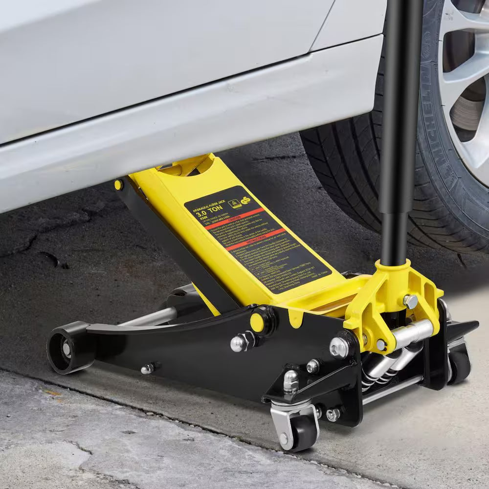 Floor Jack, 3 Ton Low Profile Floor Jack, Heavy-Duty Steel Racing Floor Jack, Floor Jack Lifting Range 3.35-19.69 In.