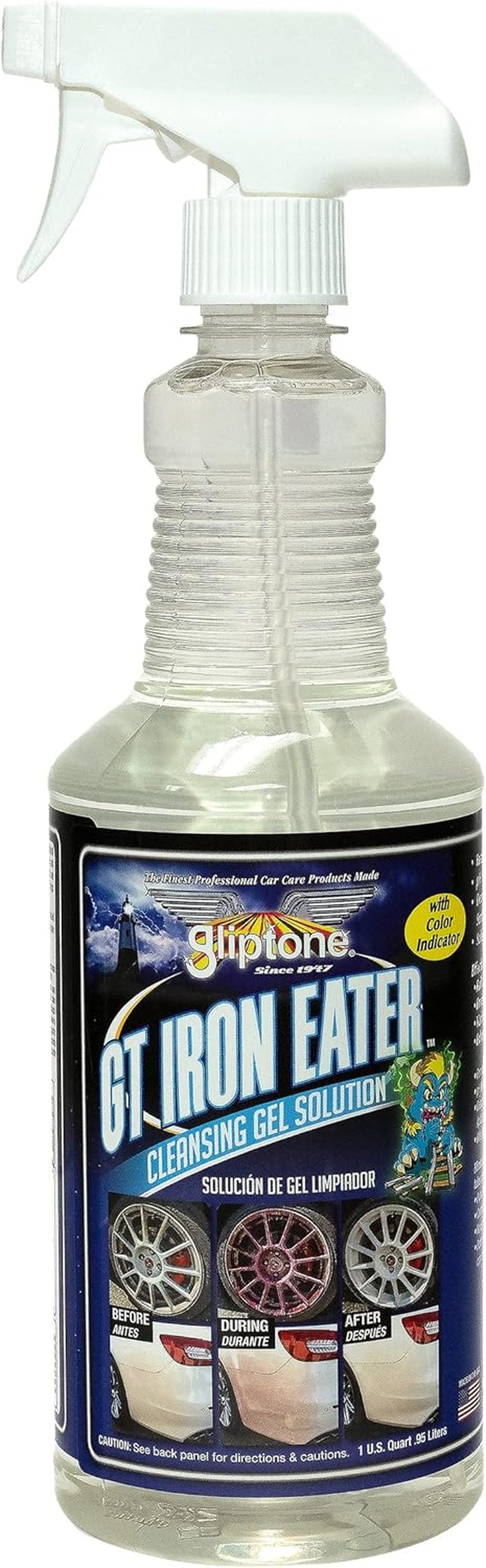GT Iron Eater Ph Neutral Wheel Cleaner Gel, Fast Acting, Color Changing Formula for Safe and Powerful Brake Dust & Iron Deposit Removal, Acid-Free Surface Contaminant Remover, 32 Fl Oz