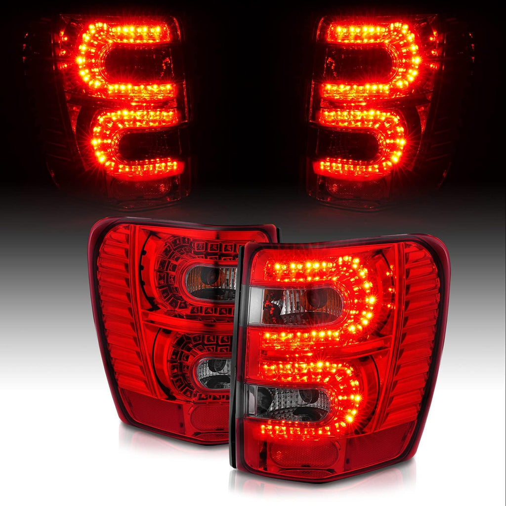 Red/Smoke LED Tail Lights Assembly for 1999-2004 Jeep Grand Cherokee - Passenger and Driver Side