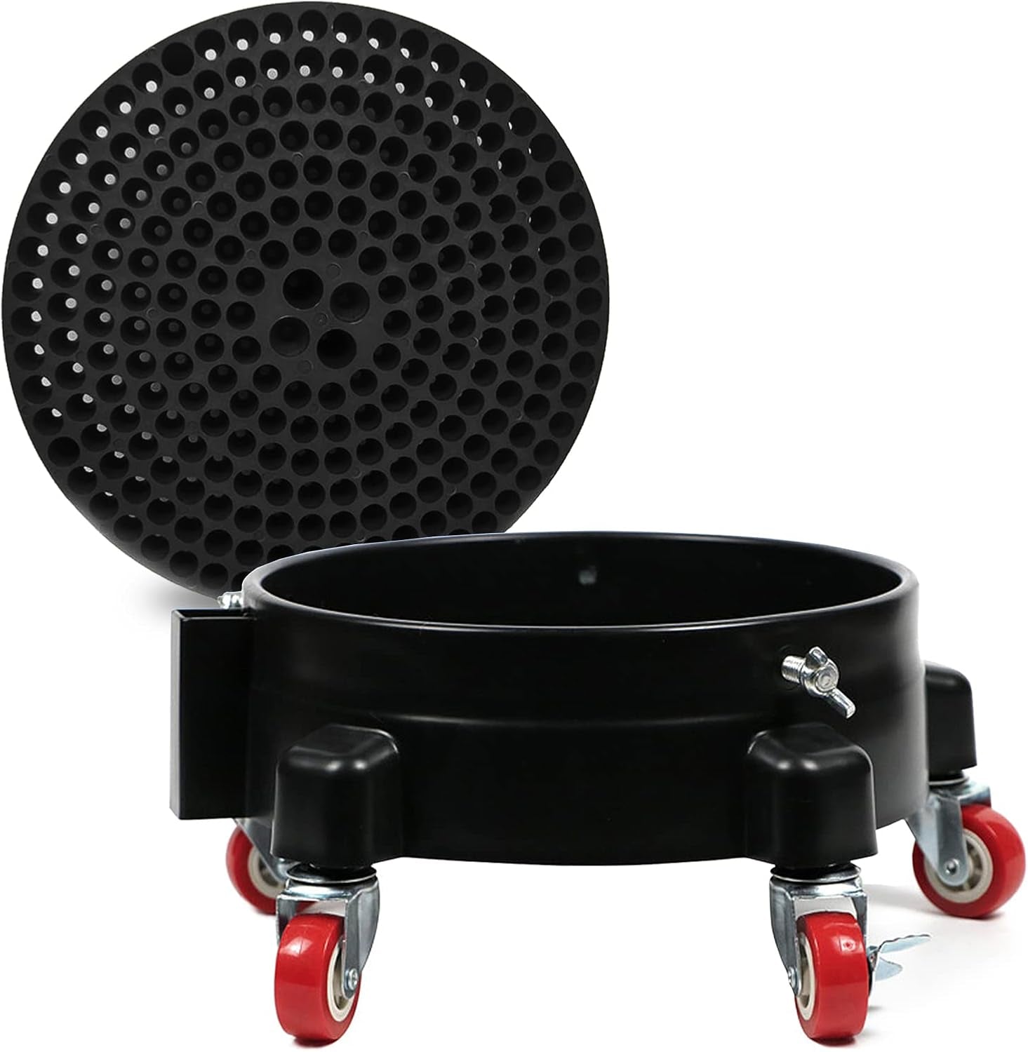 5 Gallon Bucket Dolly with Bucket Insert, Professional Car Wash Bucket Dolly with 5 Wheels and 2 Locking Casters for Car Washing, Detailing, Garage & More