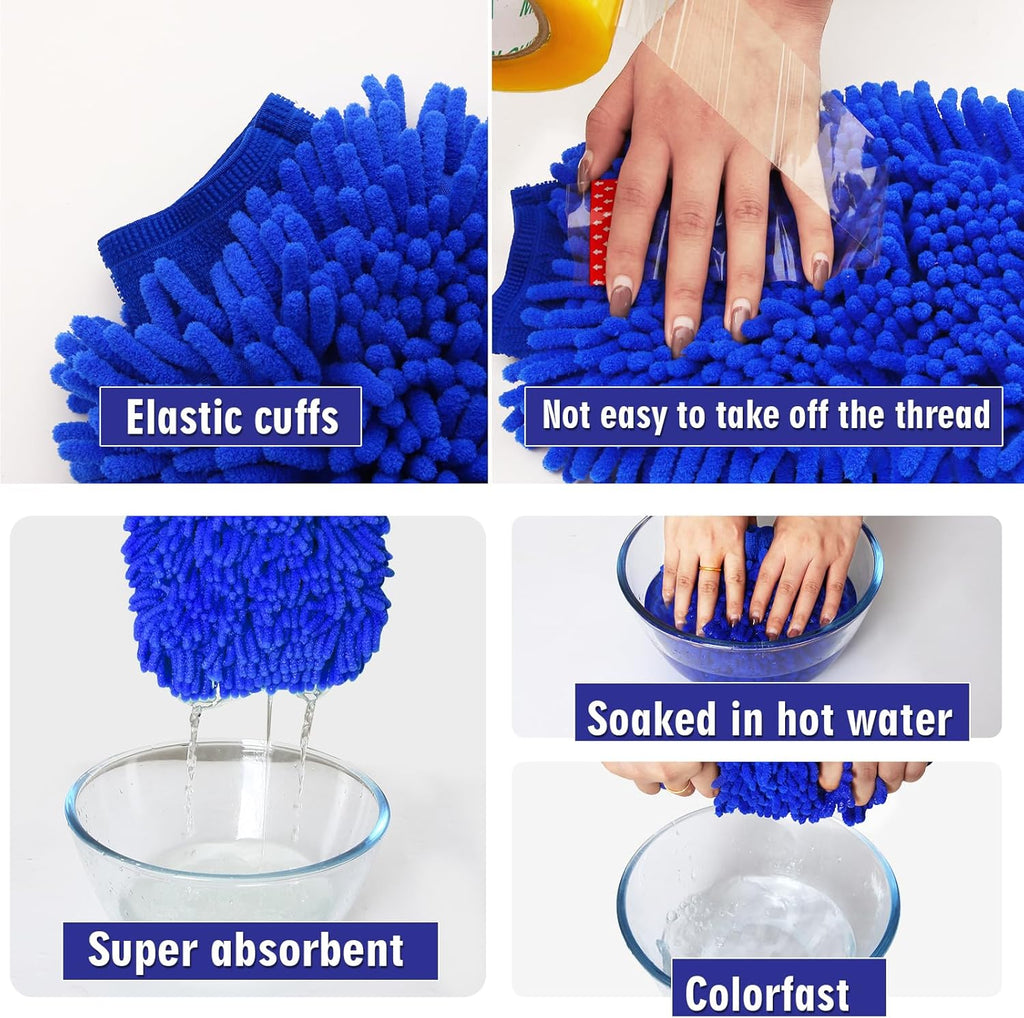 11" * 7.8" Waterproof Microfiber Washing Mitts, Scratch-Free, Dusting Mitts in Car Wash Kit. Blue *2
