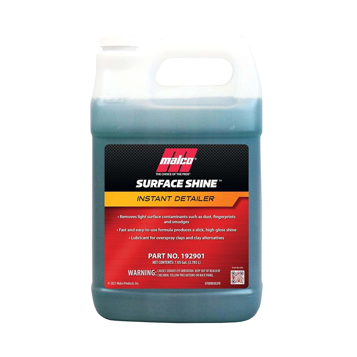Surface Shine Instant Detail Spray - Removes Light Surface Contaminants/Lubricant for Overspray Clays / 1 Gallon (192901)