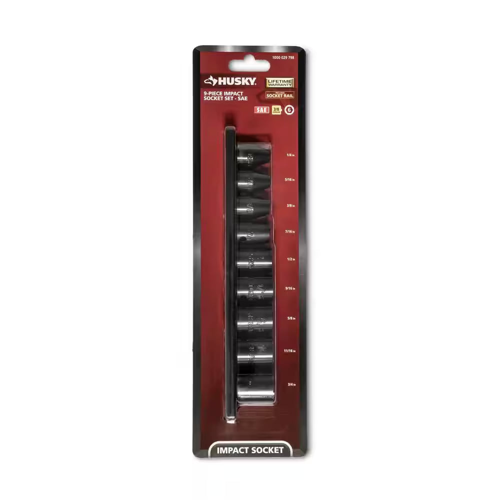 3/8 In. Drive Standard SAE 6-Point Impact Socket Set (9-Piece)