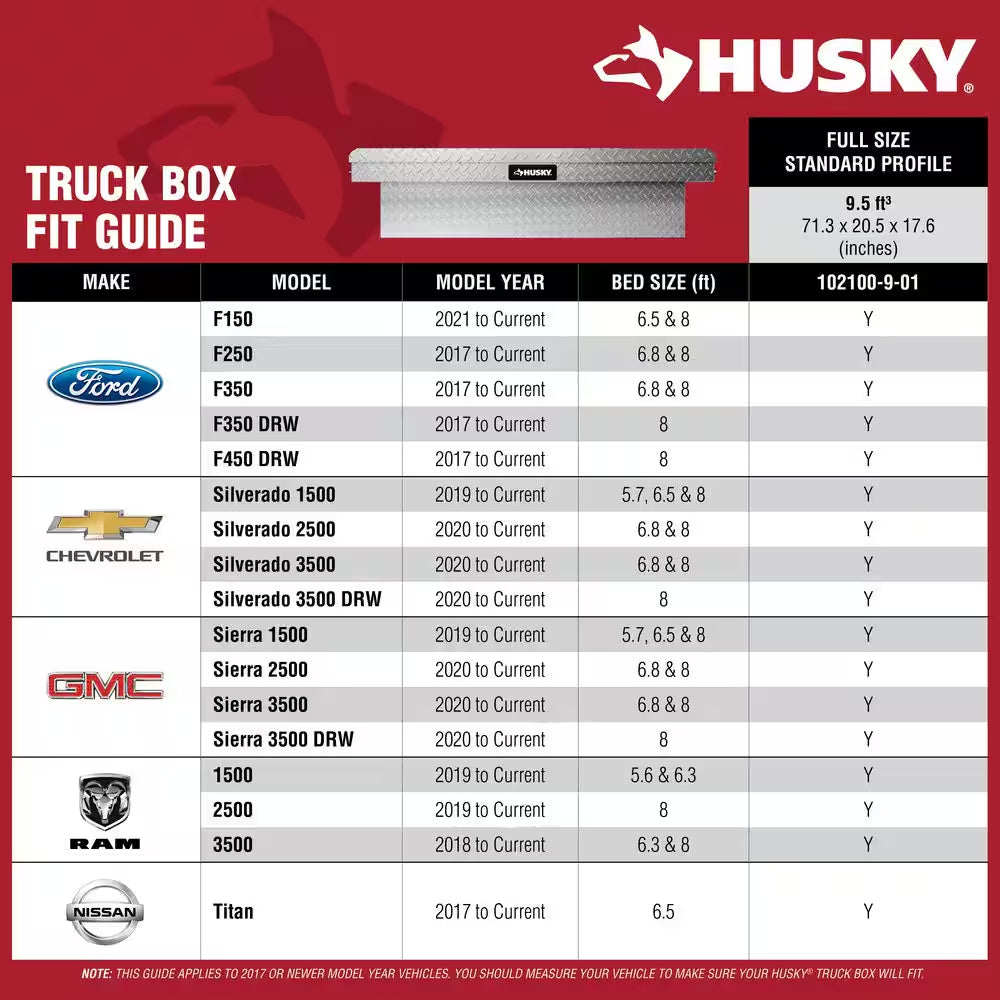 71.36 In. Diamond Plate Aluminum Full Size Crossbed Truck Tool Box