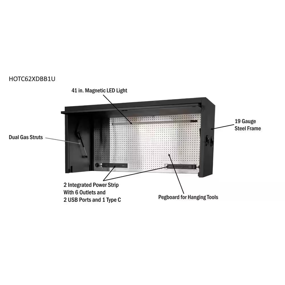Modular Tool Storage Heavy Duty 62 In. W X 24 In. D Matte Black Top Tool Chest
