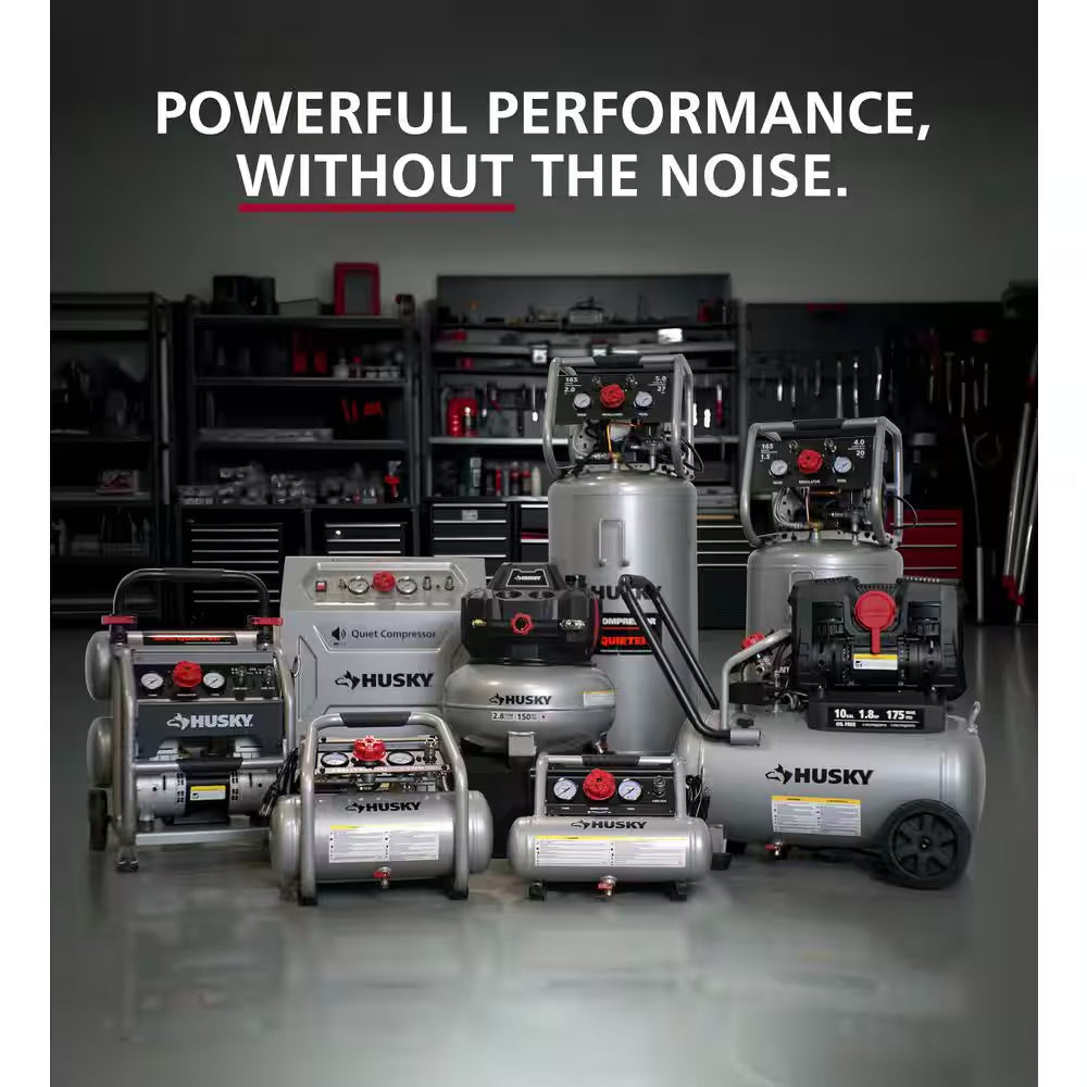 4.5 Gal. 175 PSI Portable Electric Oil-Free Quiet Twin Stack Jobsite Air Compressor W/Rubber Wheels and 2-Quick Couplers