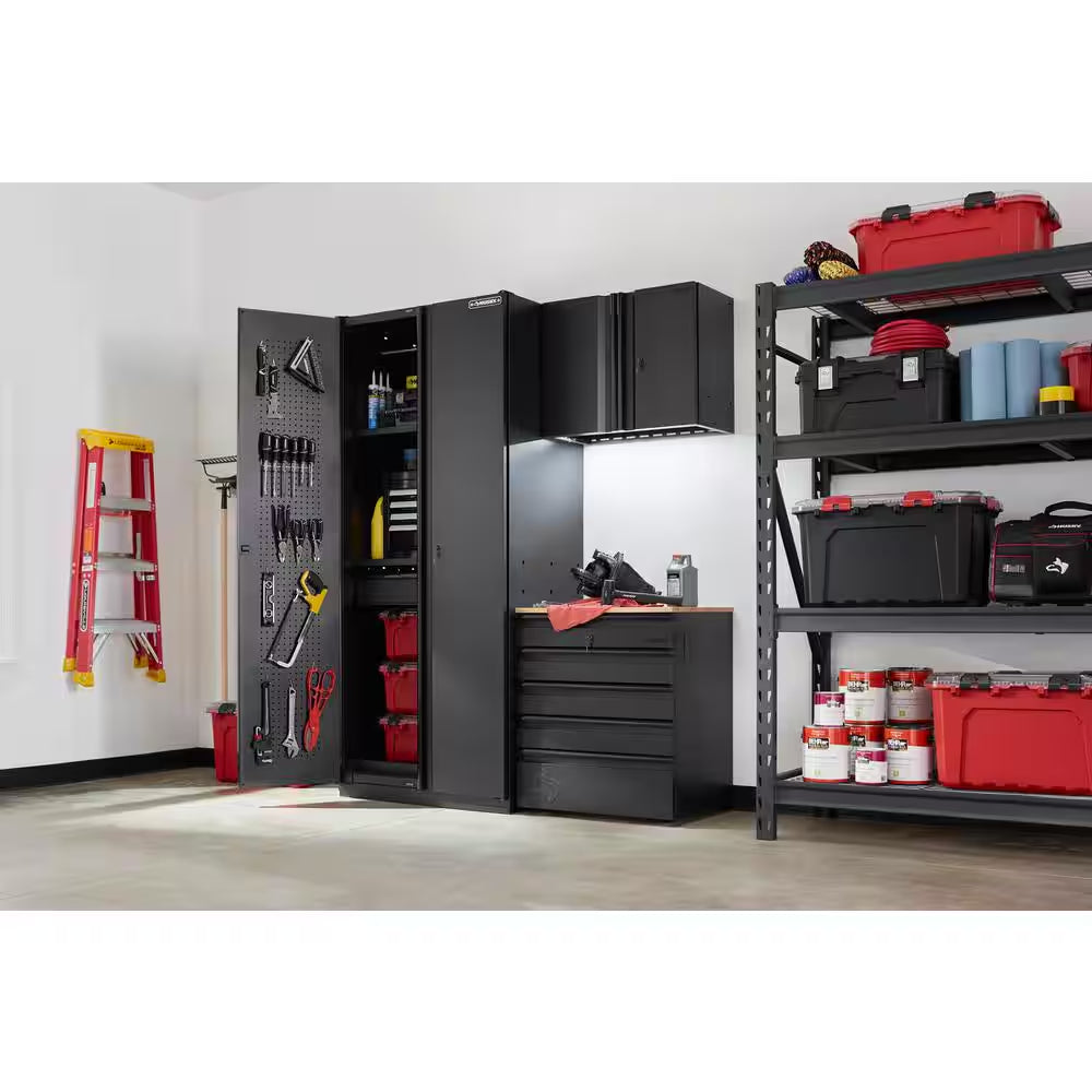 3-Piece Heavy Duty Welded Steel Garage Storage System in Black (64 In. W X 81 In. H X 24 In. D)
