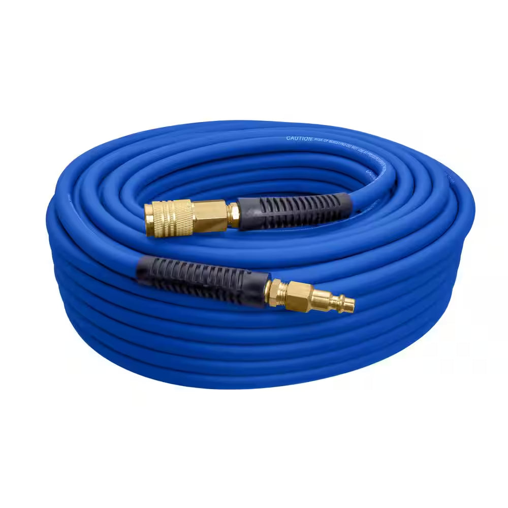 3/8 In. X 50 Ft. Pvc/Rubber Hybrid Air Hose with 1/4 In. Brass Fittings