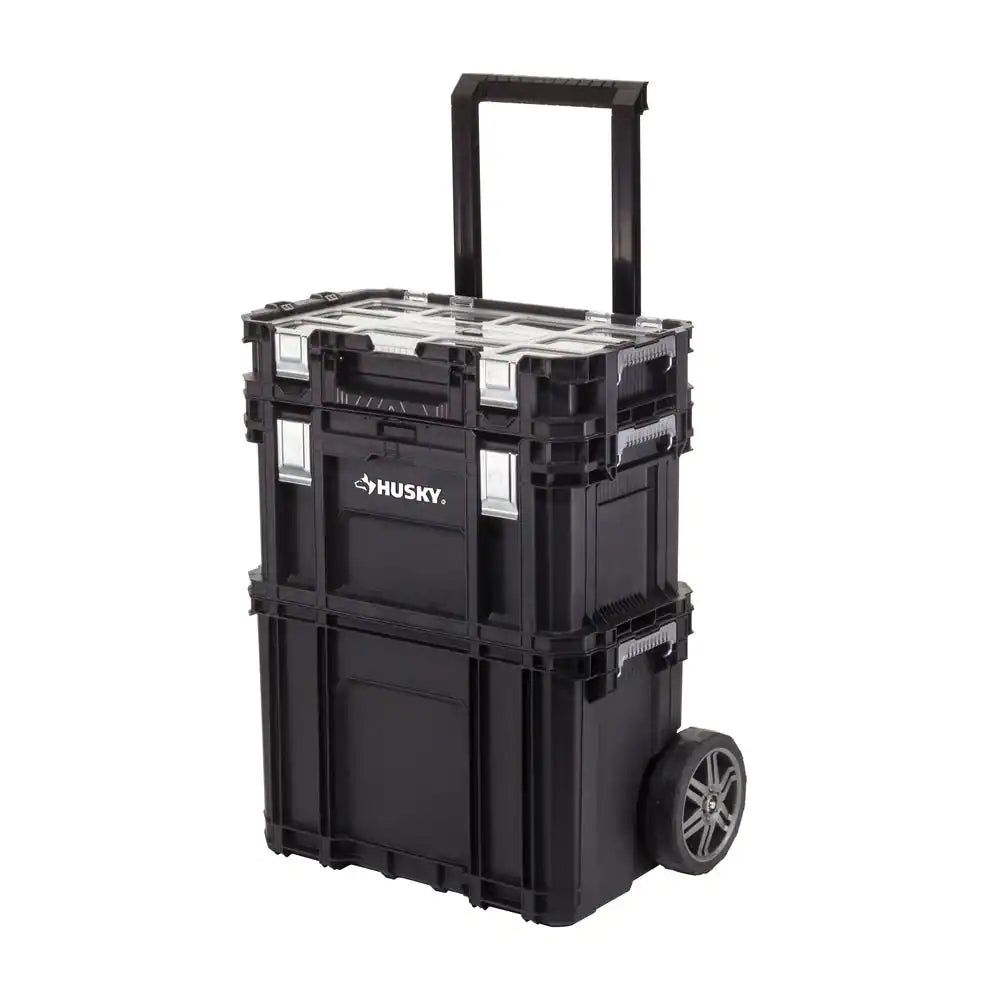 Connect Stackable 22 In. Rolling Tool Cart, 22 In. Tool Box, and Pro Small Parts Organizer with 12 Removable Bins