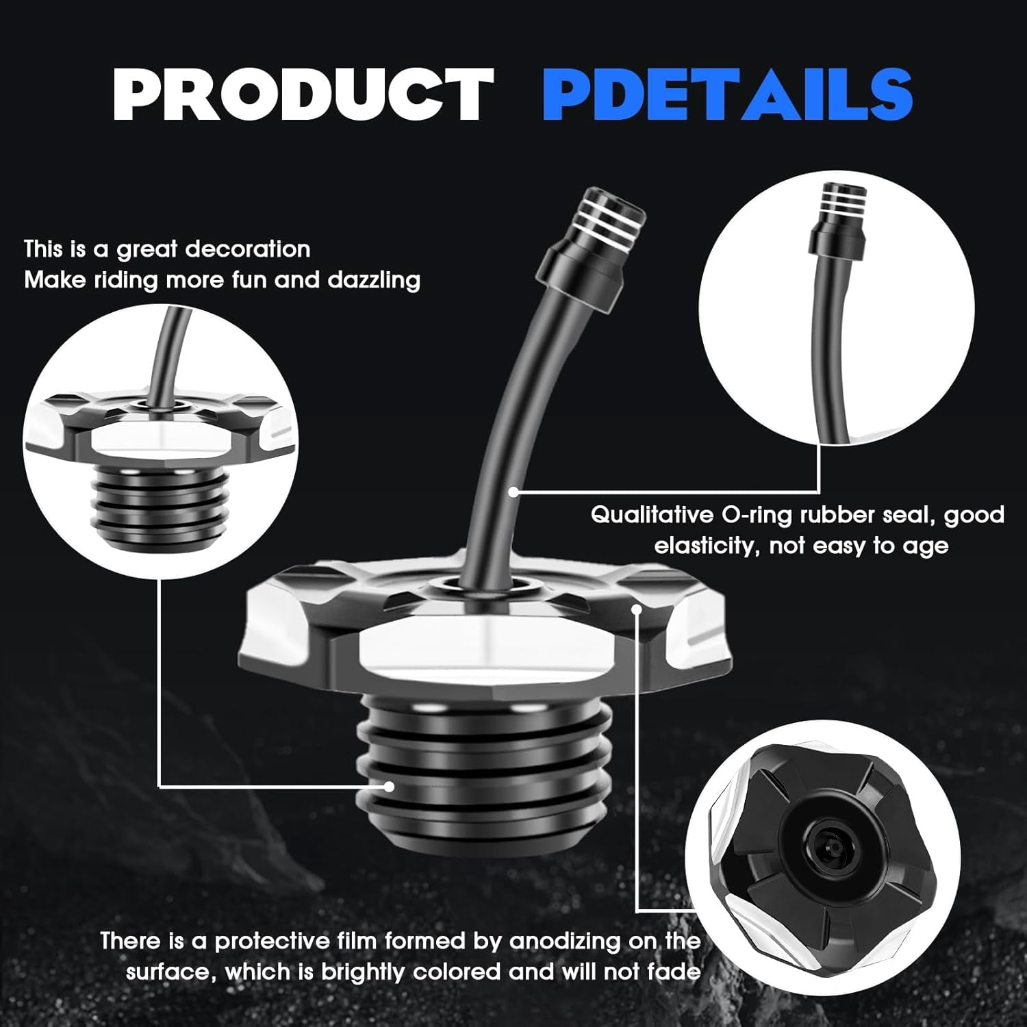 Dirt Bike Gas Fuel Tank Cap Cover with Vent Hose CNC for CRF 110 125F CRF110 CRF125F CRF125FB Big Wheel 2019-2024 Black
