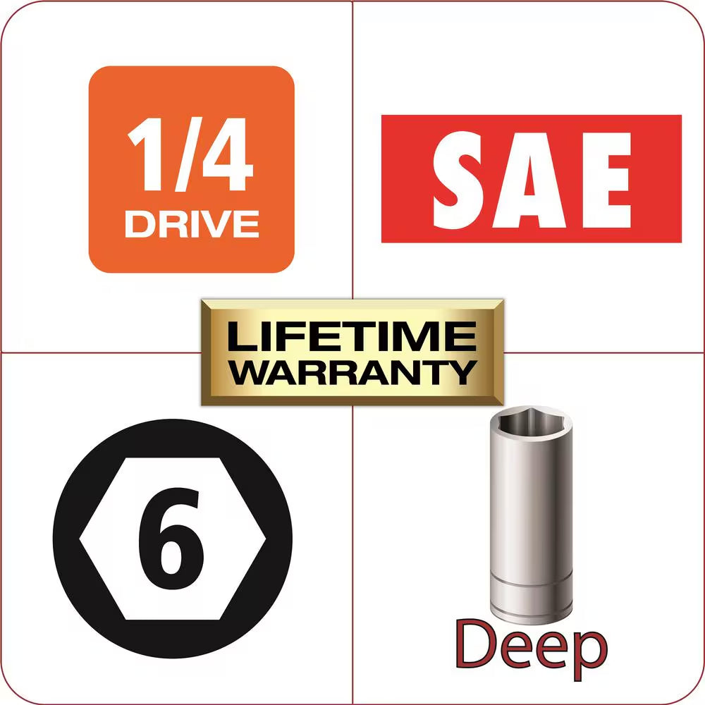 1/4 In. Drive 1/4 In. SAE Deep Socket 6-Point