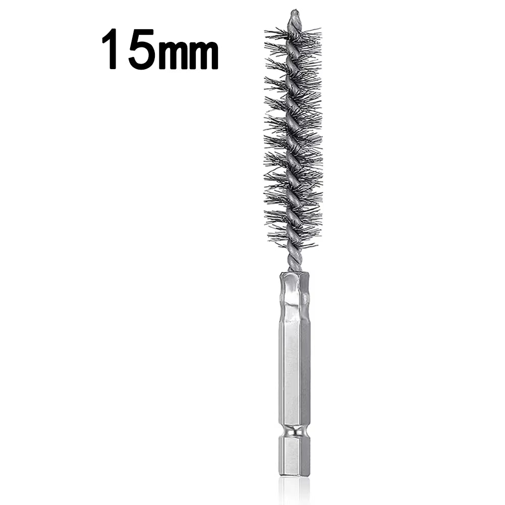 Wire Brush Drill Bore Cleaning Brush 1/4 " Hexagonal Handle Stainless Steel Brush for Anti-Rust Cleaning of Pipe Ports 8-19Mm