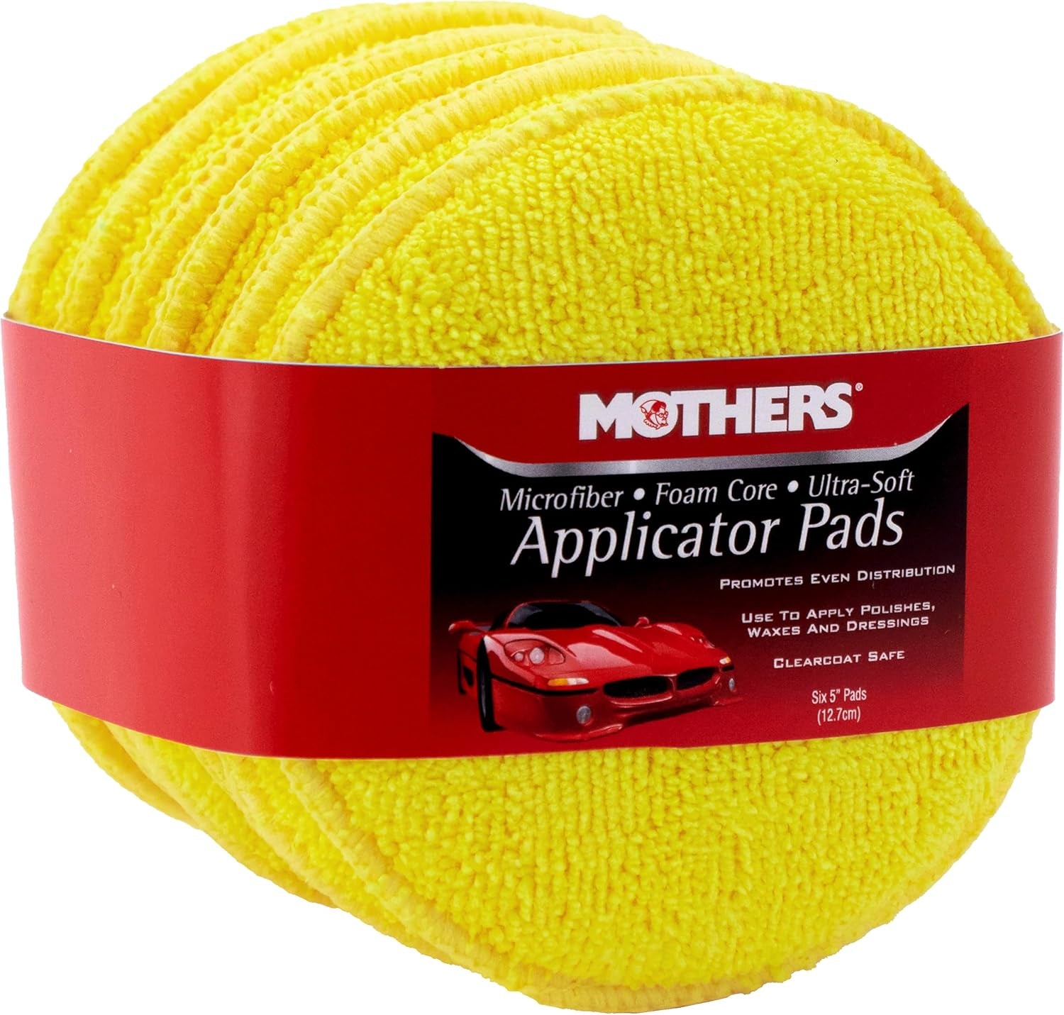 Microfiber Polishing Pad and Cleaning Pads for Car Detailing, 5 Inch Diameter, Yellow, 6 Pack