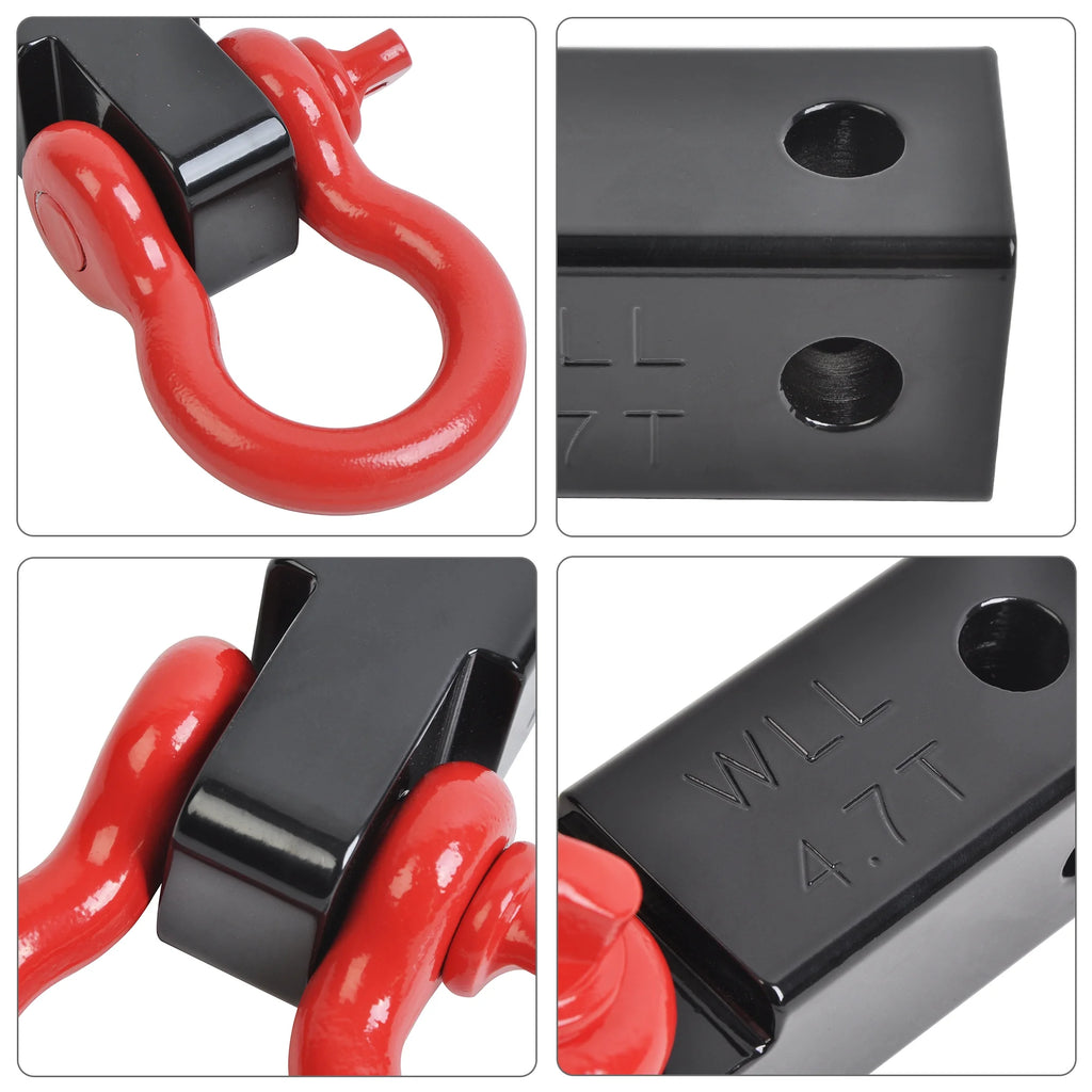 Receiver Hitch D-Ring with 5T 3/4In Shackle Tow Hook Winch Mount to 2" Receivers