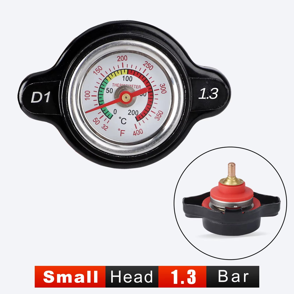 1.8 Bar High Pressure Radiator Cap 25.6Psi with Temperature Gauge for Honda Yamaha Kawasaki Suzuki Polaris Ranger Motorcycle ATV