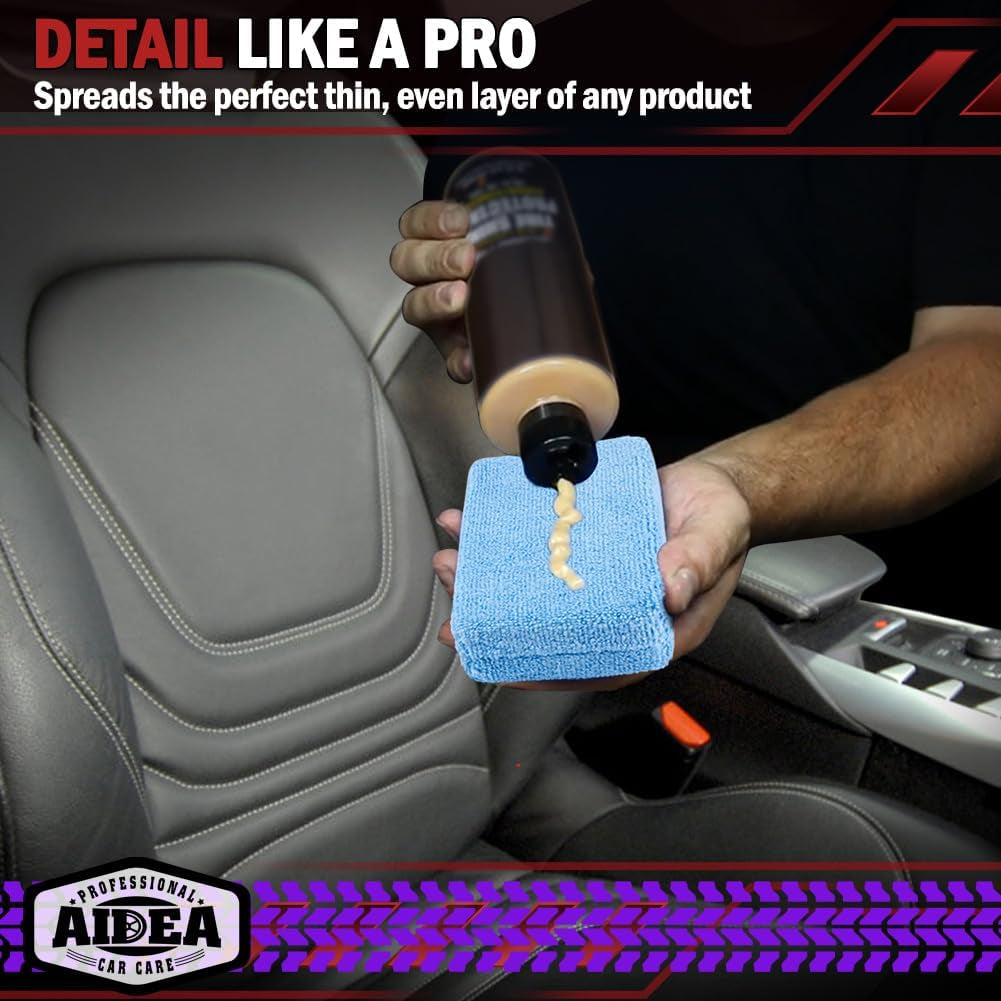 Microfiber Applicator Pad-8Pack, Car Wash Sponge, Premium Microfiber Sponge and Cleaning Pads, Perfect for Effortless Wax, Sealant, and Conditioner Application - Blue