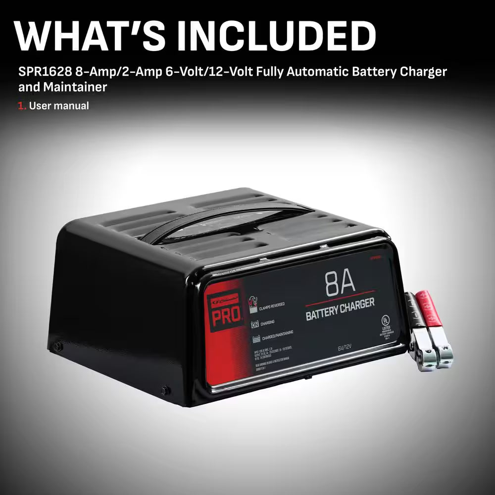 Automotive 6-Volt, 12-Volt, 8 Amp, 2 Amp Battery Charger and Maintainer
