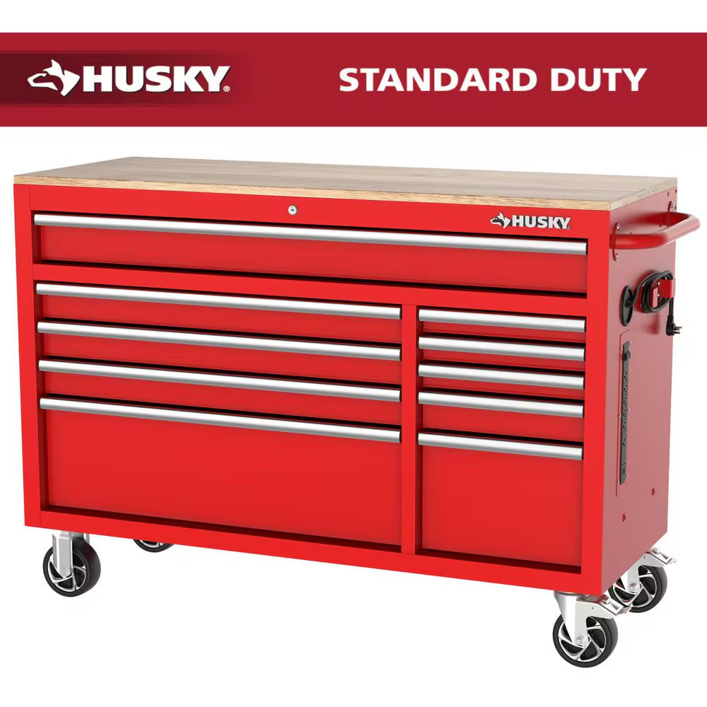 Modular Tool Storage 52 In. W X 20 In. D Standard Duty Red Mobile Workbench Cabinet