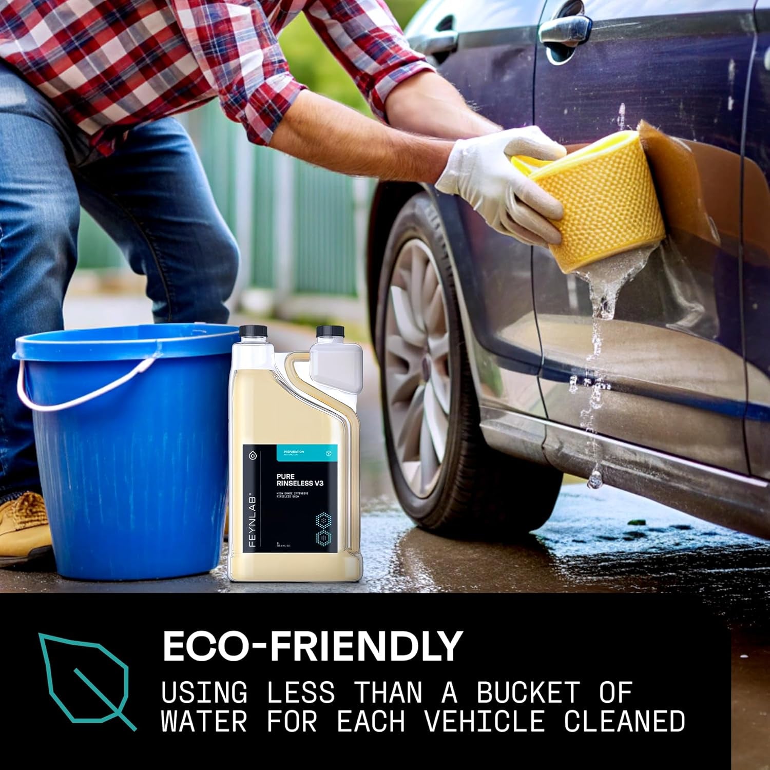 Pure Rinseless V3 5L | Eco-Friendly Rinseless Vehicle Wash | Advanced Detailing Soap | Superior Cleaner | Waterless Vehicle Wash Solution | No Residue, Safe on Car Paint & Surfaces
