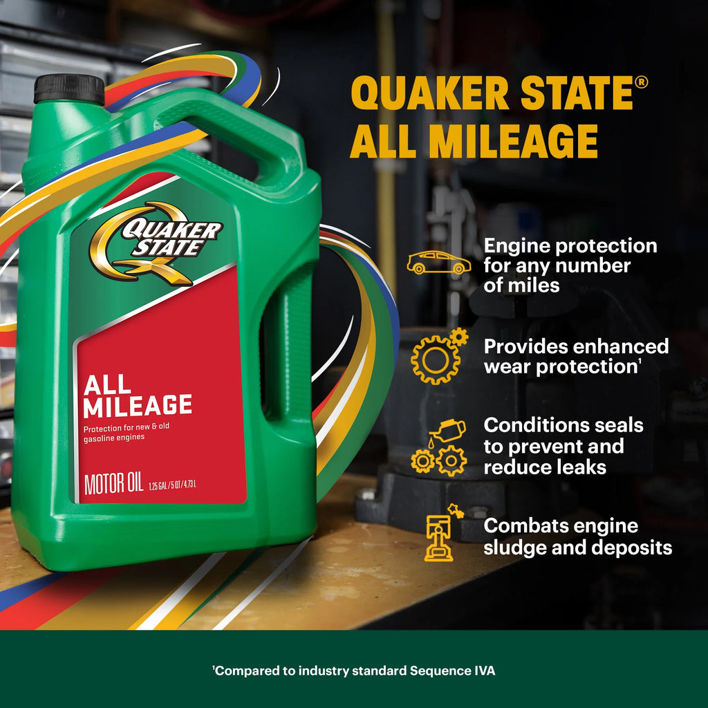 (3 Pack)  All Mileage 10W-40 Motor Oil, 5 Quart