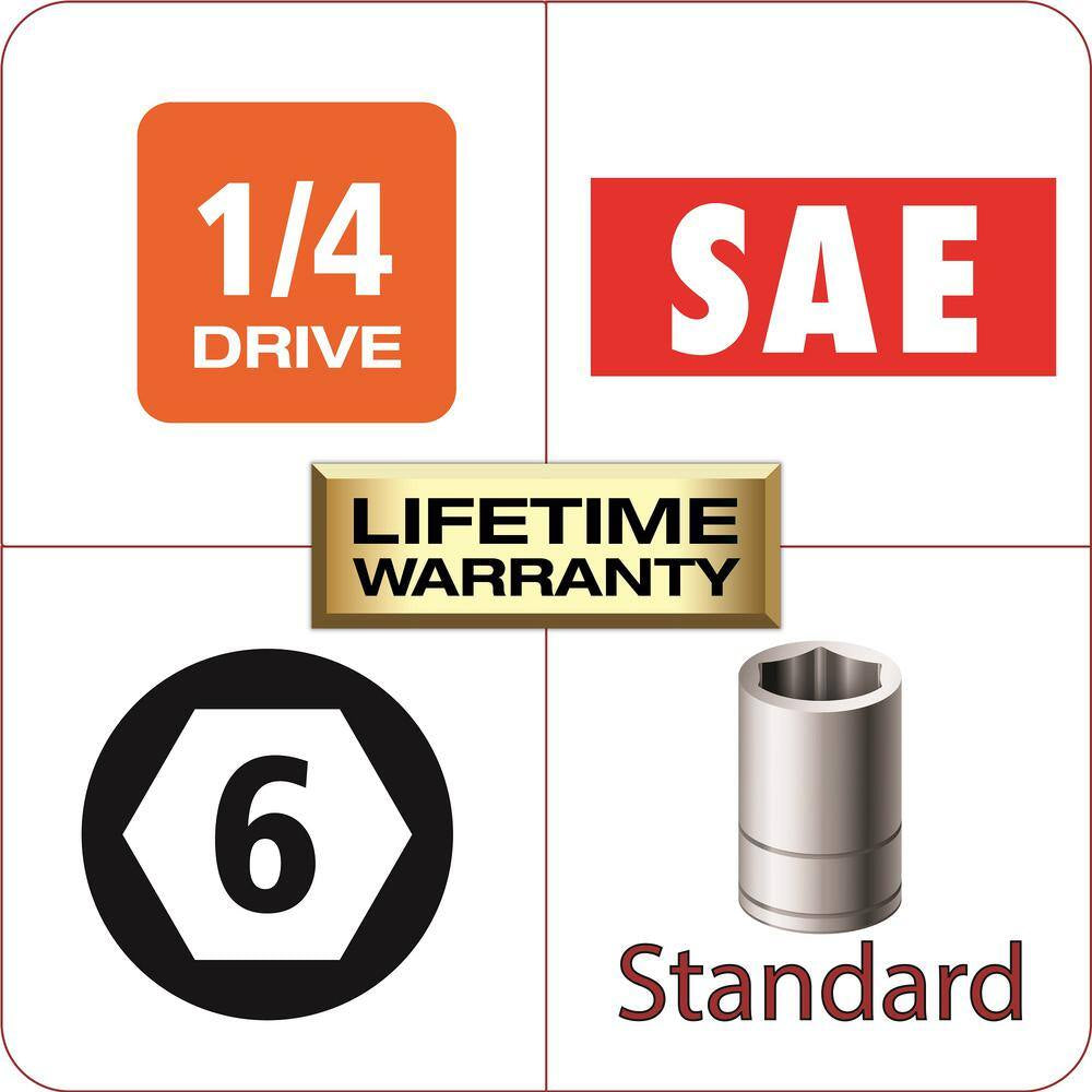 1/4 In. Drive 5/32 In. SAE Standard Socket 6-Point