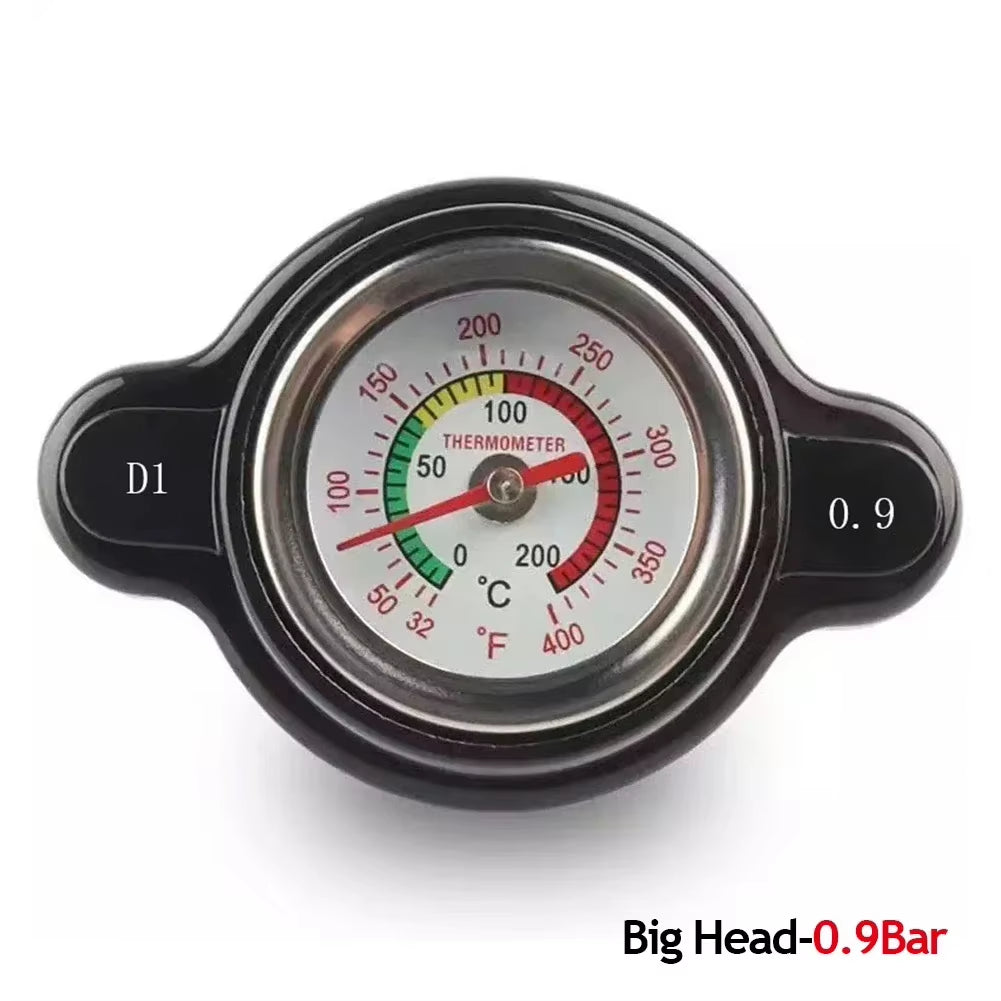 1.8 Bar High Pressure Water Tank Thermostatic Radiator Cap 25.6Psi Temp Gauge for Honda Yamaha Kawasaki Suzuki Motorcycle ATV