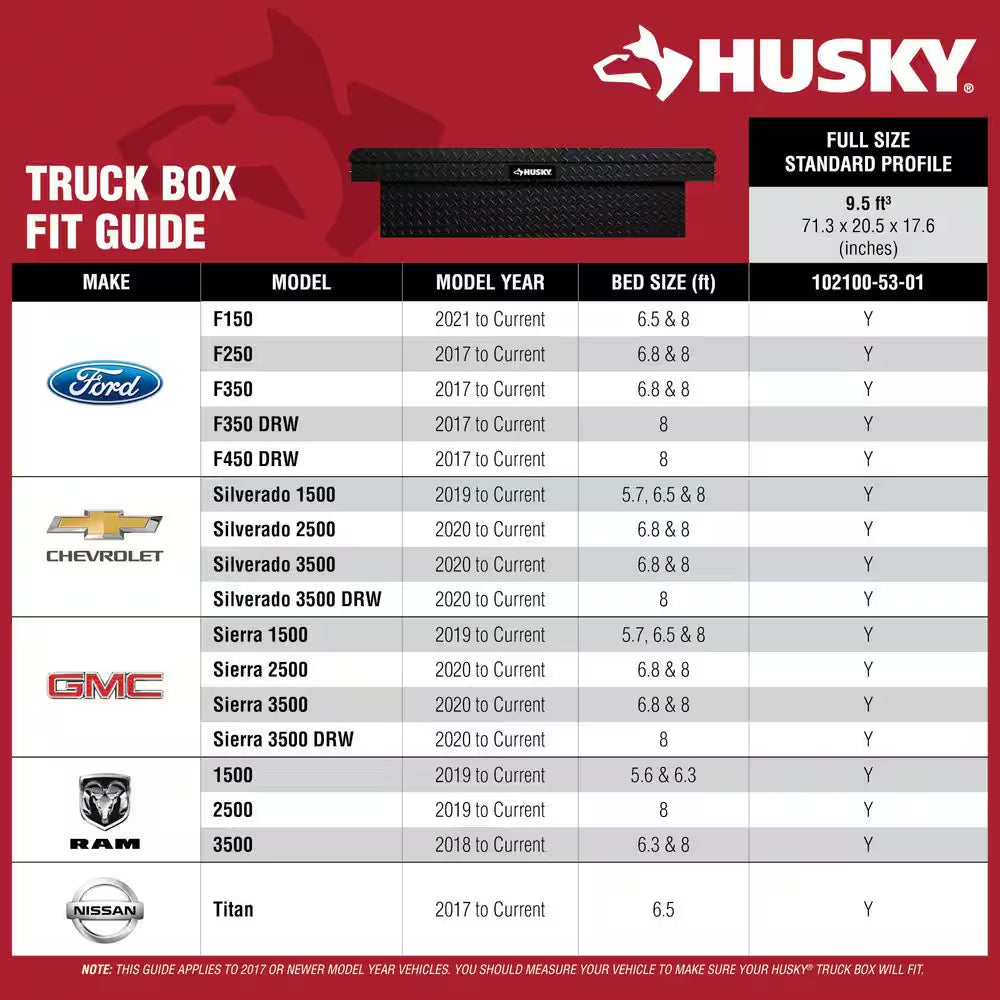 71.36 In. Matte Black Aluminum Full Size Crossbed Truck Tool Box