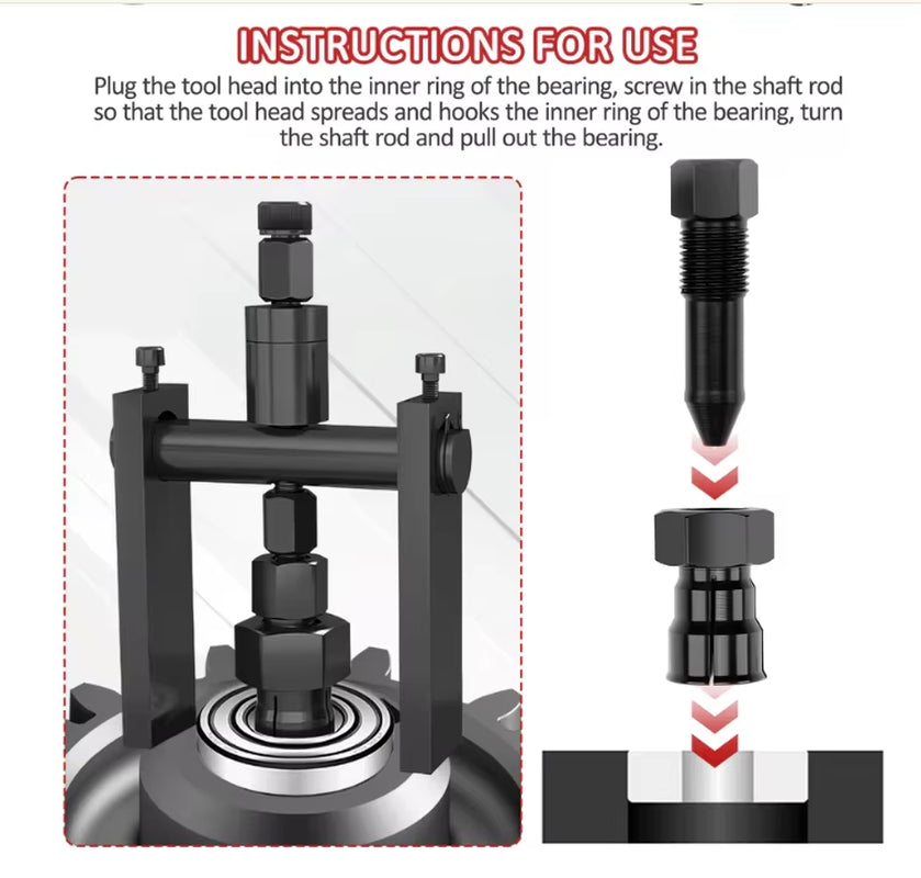 10 Pcs/Set Motorcycle Internal Bearing Puller Kits Aluminum Wheel Bearing Kit Puller Remover Automotive Tools with Box