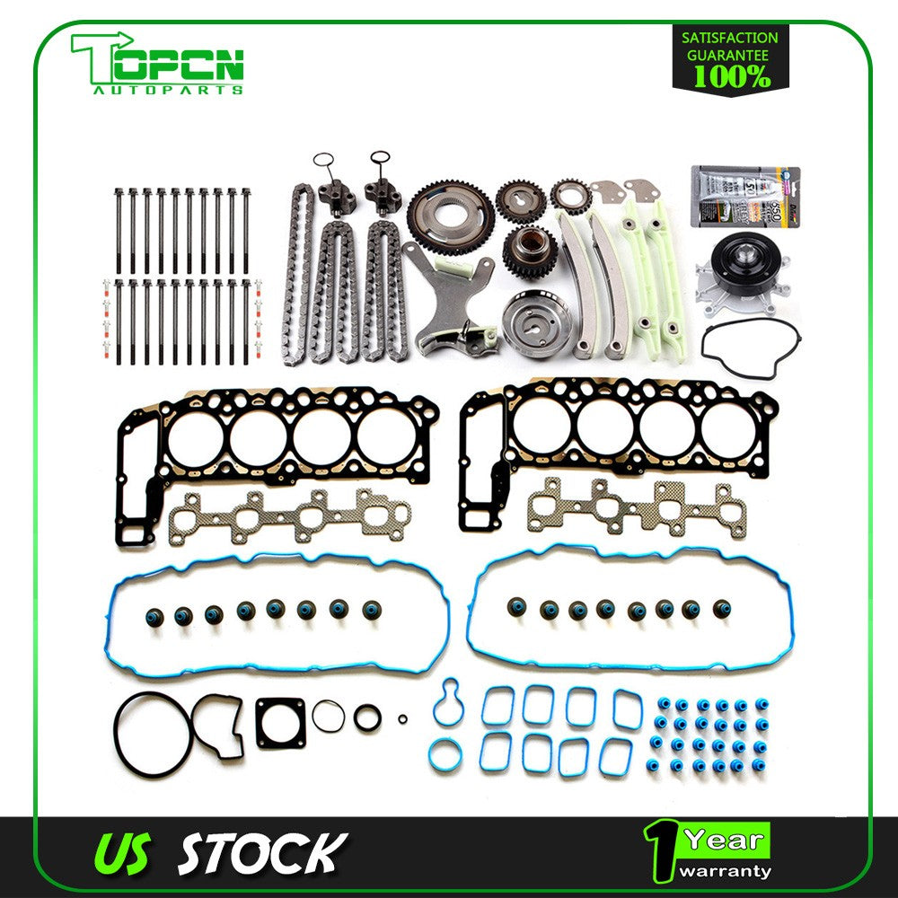 Timing Chain Kit Head Gasket Bolts Set Water Pump for 99-03 Jeep Grand Cherokee