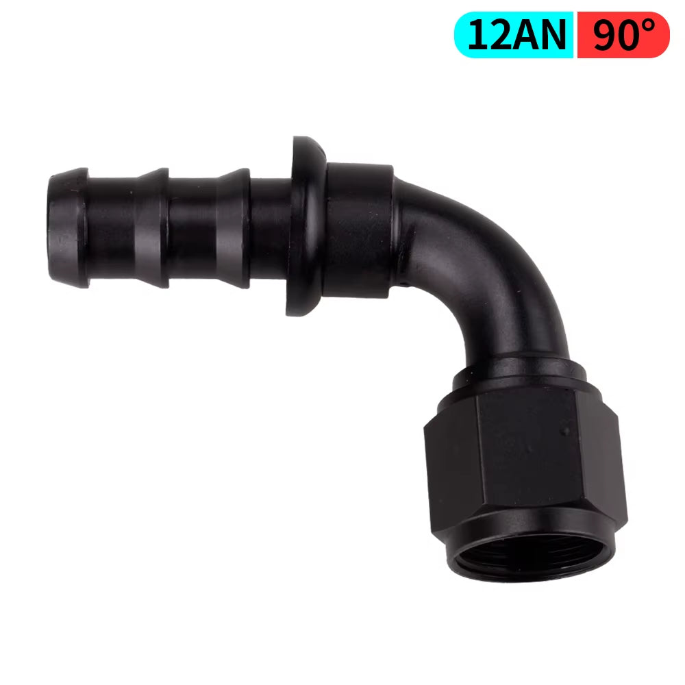0/45/90/180 Degree AN4/AN6/AN8/AN10/AN12 Straight Female Swivel to Push Lock Barb Hose End Fitting Oil Fuel Hose End Adaptor Kit