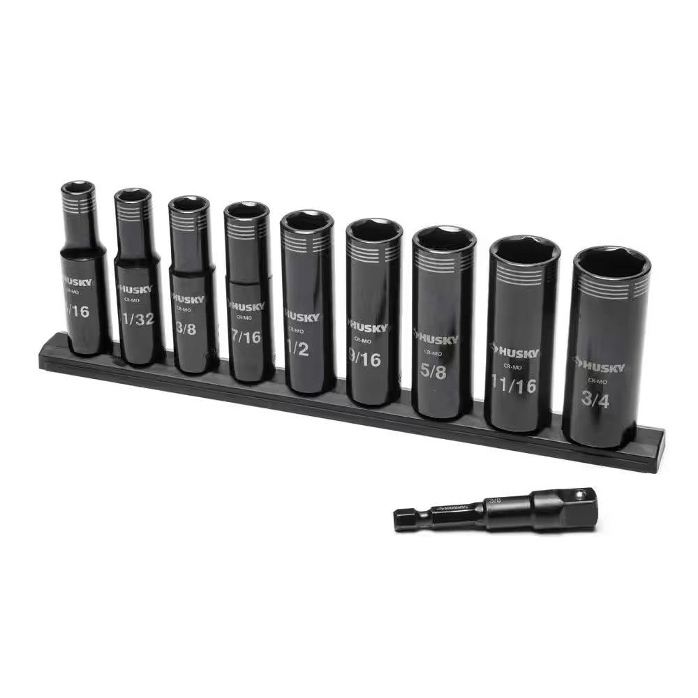 3/8 In. Drive Thin Wall Deep 6-Point Impact Socket Set Sae/Metric (20-Piece)