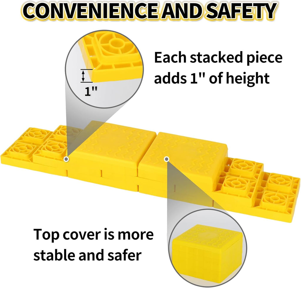 12 Pack RV Leveling Blocks, Stackable Jack Blocks, Interlocking Leveling Pads Wi