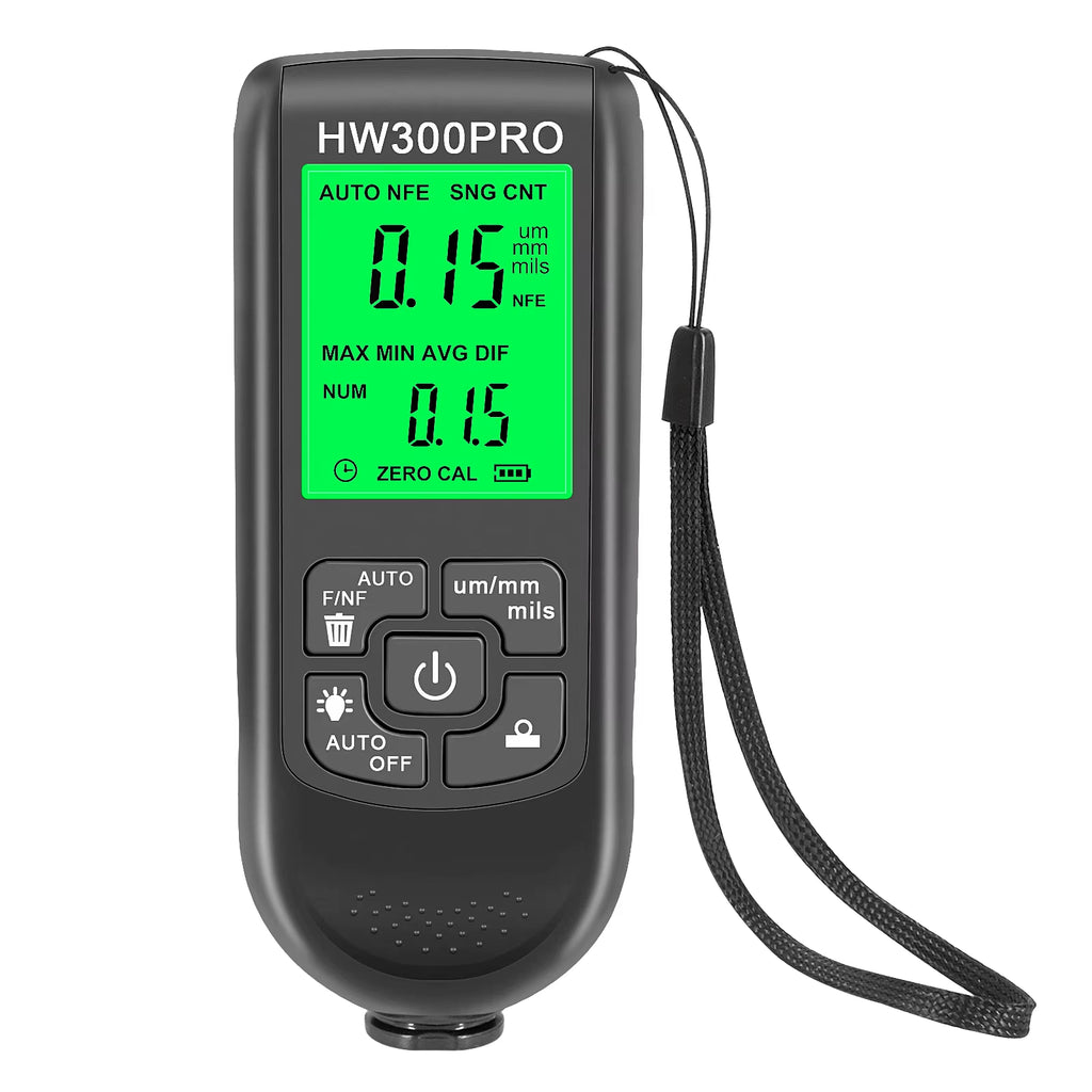 HW-300 Car Paint Thickness Gauge 0-2000UM Fe & Nfe Film Coating Automatic Thickness Tester Manual Auto Paint Tools