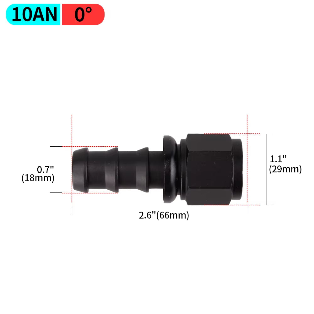 0/45/90/180 Degree AN4/AN6/AN8/AN10/AN12 Straight Female Swivel to Push Lock Barb Hose End Fitting Oil Fuel Hose End Adaptor Kit