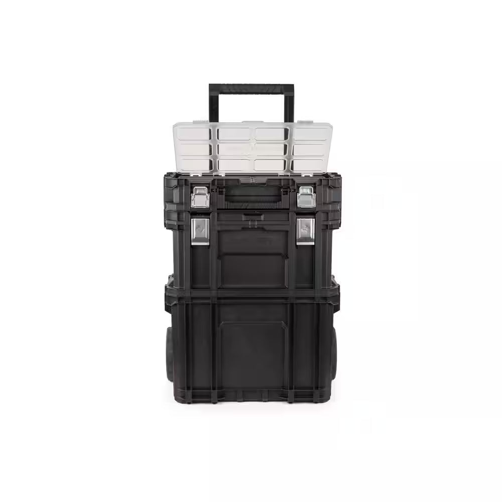 Connect Stackable 22 In. Rolling Tool Cart, 22 In. Tool Box, and Pro Small Parts Organizer with 12 Removable Bins