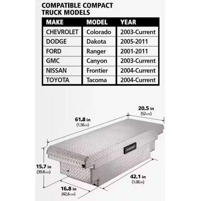 61.86 In. Diamond Plate Aluminum Low Profile Mid-Size Crossbed Truck Tool Box