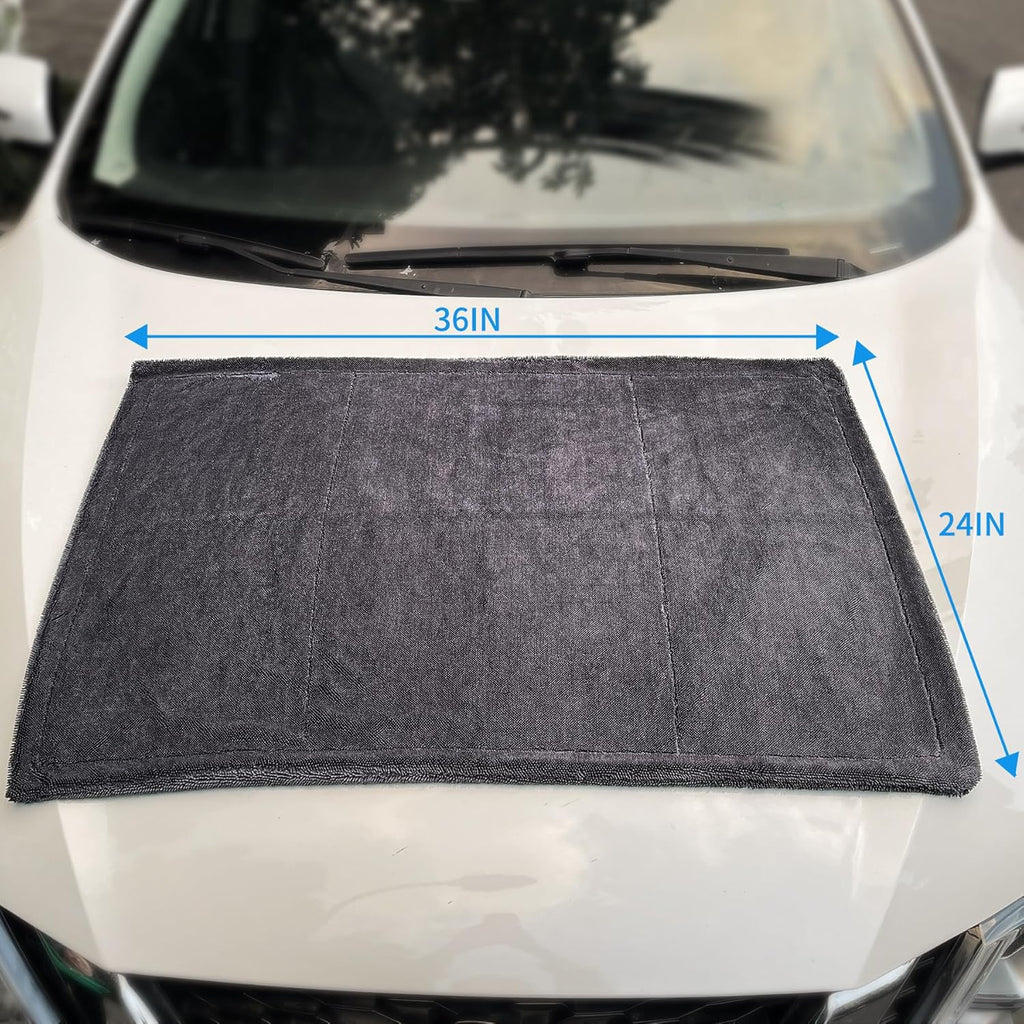 2 Pack Microfiber Towels for Cars, 24"X36" Extra Large Super Absorbent Car Drying Towel Detailing, No Streaks, Scratches and Water Spots