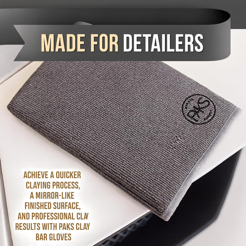 2-PC Medium Fine Clay Mitt Auto Detailing | Reusable, Scratch Free & Easy-Glide Clay Bar Mitt for Detailing | Clay Towel Gloves to Removes Sap/Tar/Contaminants | Safe on Paint, Glass & Wheels