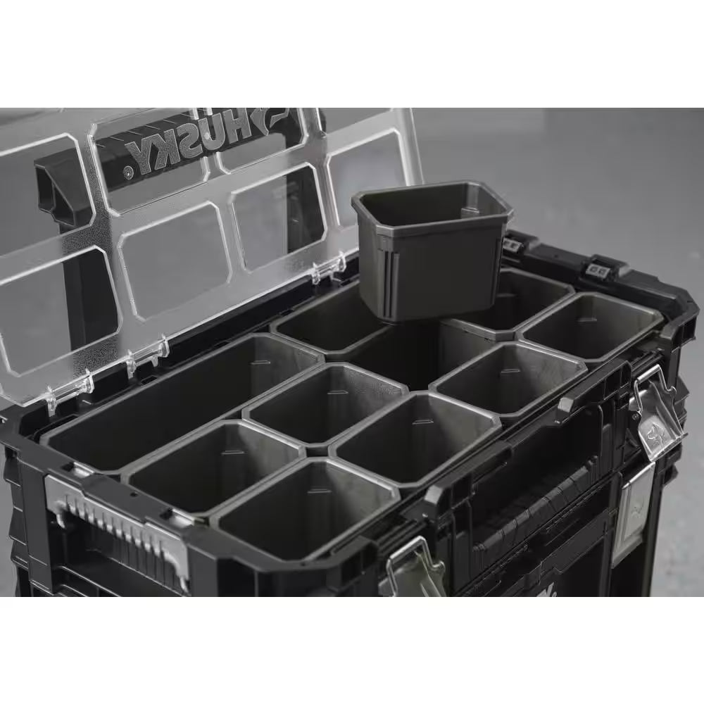 Connect Stackable 22 In. Rolling Tool Cart, 22 In. Tool Box, and Pro Small Parts Organizer with 12 Removable Bins