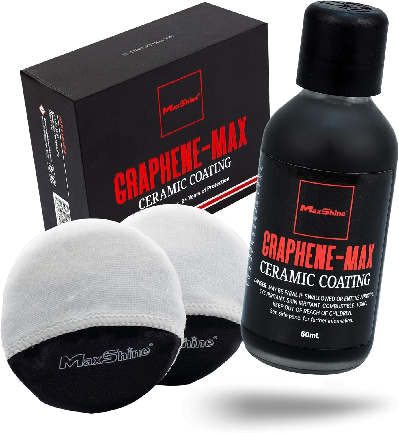 Graphene-Max Ceramic Coating 60Ml | Universal Advanced Graphene & Ceramic Formula | Hydrophobic Car Coating with 9-Year Durability | High Gloss Finish & Professional Paint Protection