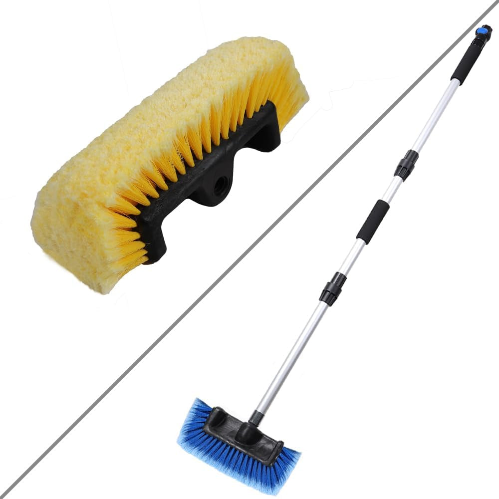 54" Blue Flow-Thru Car Wash Brush and One Yellow Brush Head