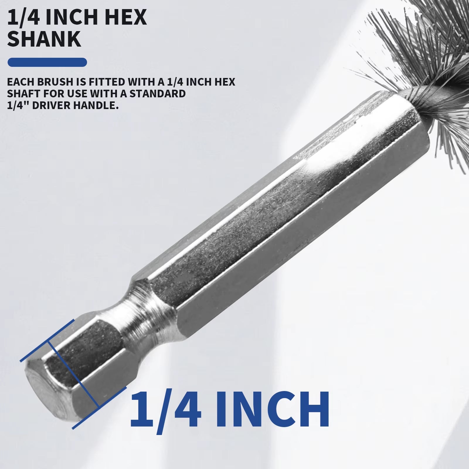 Wire Brush Drill Bore Cleaning Brush 1/4 " Hexagonal Handle Stainless Steel Brush for Anti-Rust Cleaning of Pipe Ports 8-19Mm