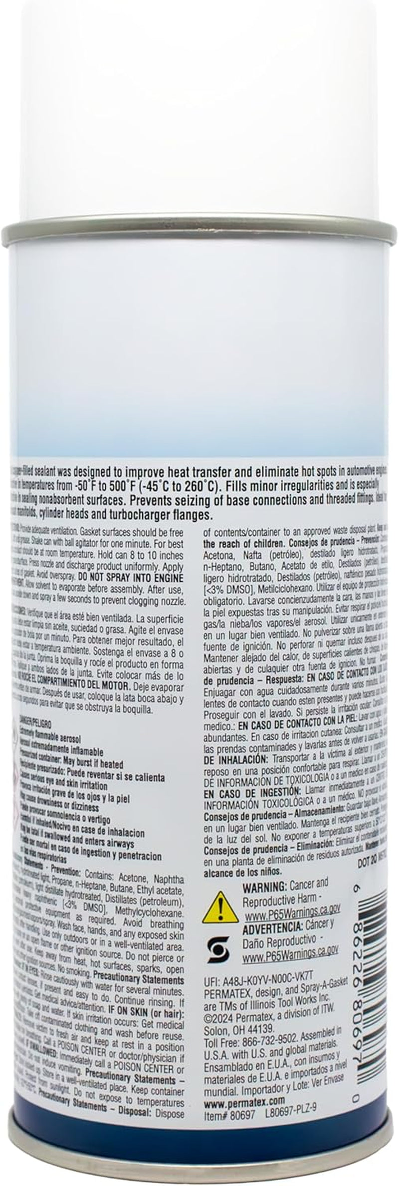 80697 Copper Spray-A-Gasket Hi-Temp Adhesive Sealant, 9 Oz. Net Aerosol Can , Orange