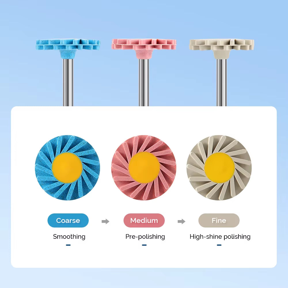 6Pcs/Set Dental Zirconia Polishing Wheel 2.35Mm Polisher for Ceramic Lithium Disilicate Zirconia 3-Step Polishing System