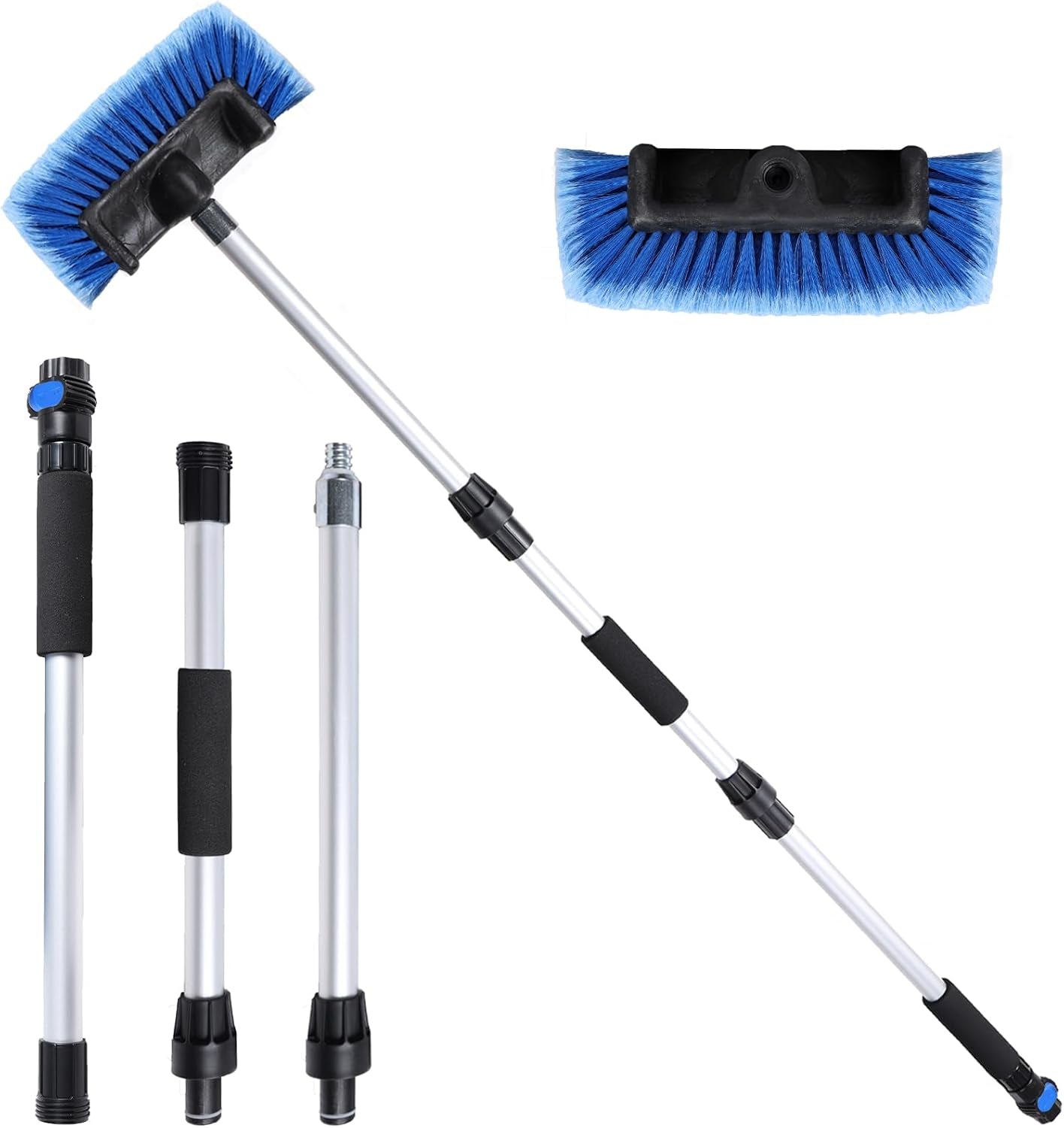 54" Blue Flow-Thru Car Wash Brush and One Yellow Brush Head