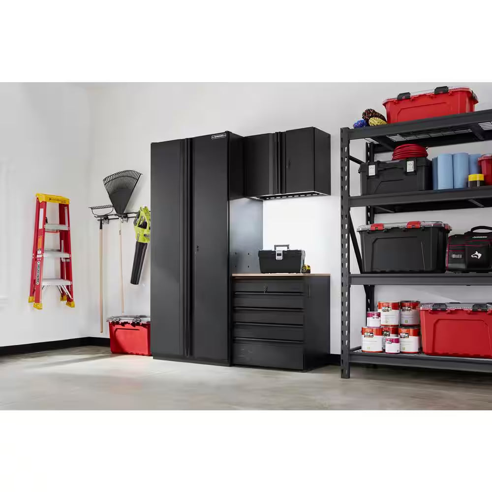 3-Piece Heavy Duty Welded Steel Garage Storage System in Black (64 In. W X 81 In. H X 24 In. D)