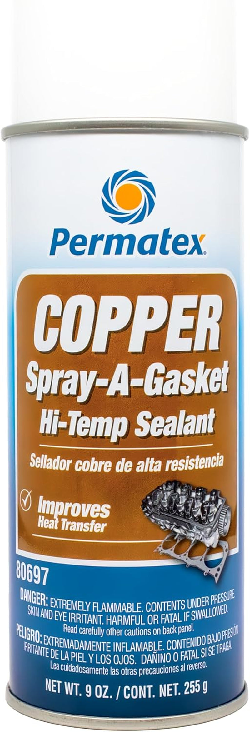 80697 Copper Spray-A-Gasket Hi-Temp Adhesive Sealant, 9 Oz. Net Aerosol Can , Orange