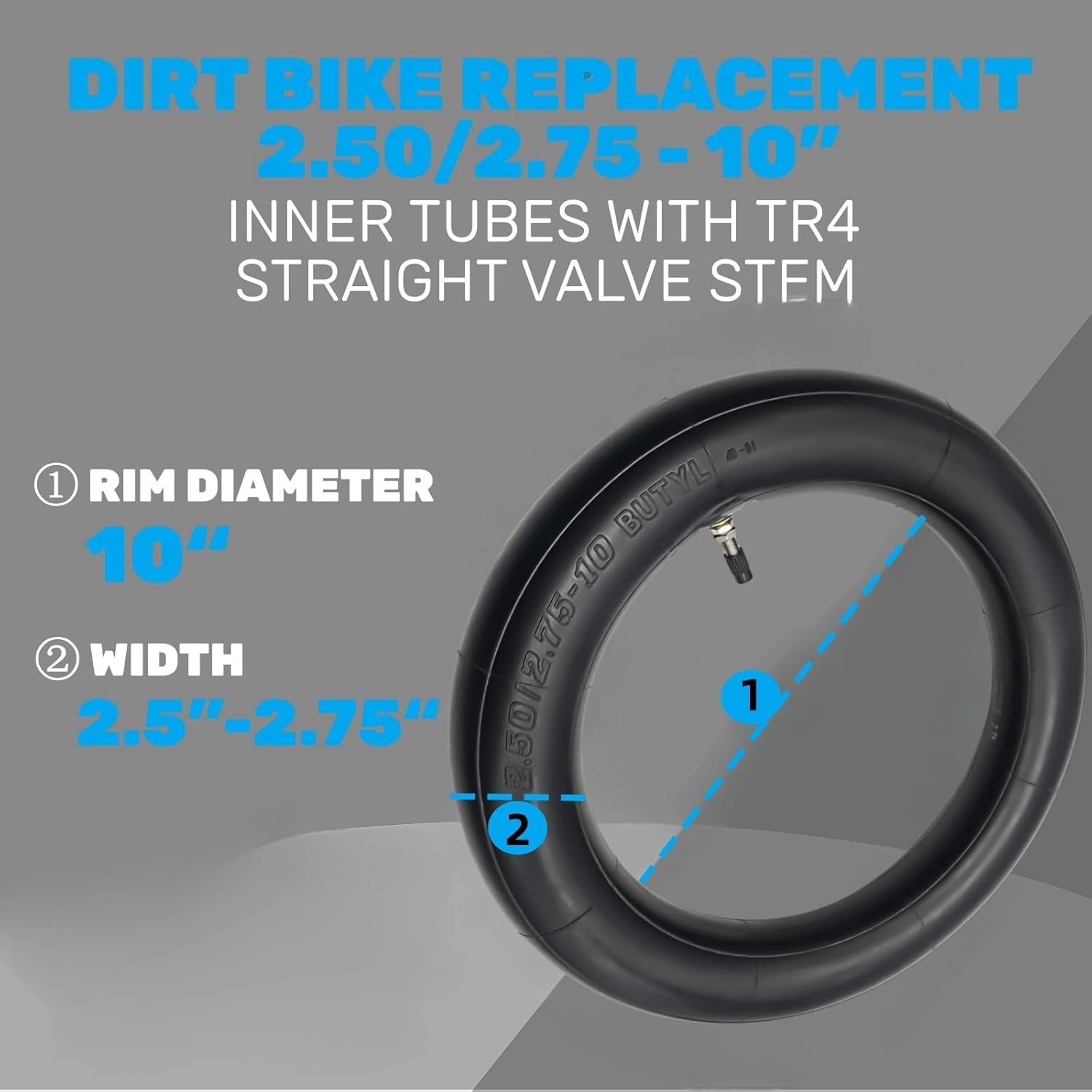 2.50-10 Dirt Bike Tube for Honda'S Mini Pit Bike Crf50/Xr50 Yamaha Pw50 Razor Mx650 / Mx500 Suzuki Drz70 / Jr50 Dirt Bike Tires 2.5/2.75-10 Inner Tube Heavy Duty